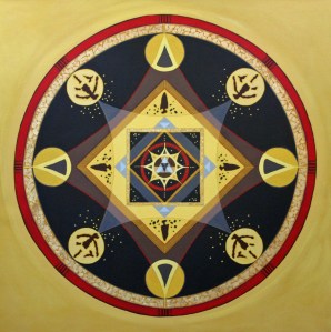 Thunderbird Mandala, 36%22 x 36%22, Acrylic on Canvas, 2014