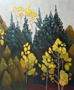 Green Trees and Spruce, 36%22 x 30%22, Acrylic on Canvas, 2014
