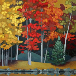 Lakeside Trees, 36%22 x 36%22, Acrylic on Canvas, 2014