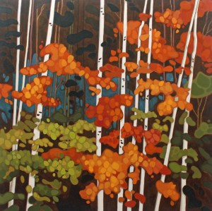 Birch Trunks and Leaves 2015jpg