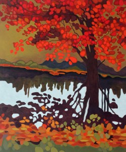 Red Tree Reflection, 2016, 30%22 x 36%22, Acrylic on Canvas