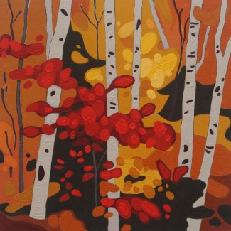 Birch Trunks, 2016, 10 x 10, Acrylic on Wood Panel