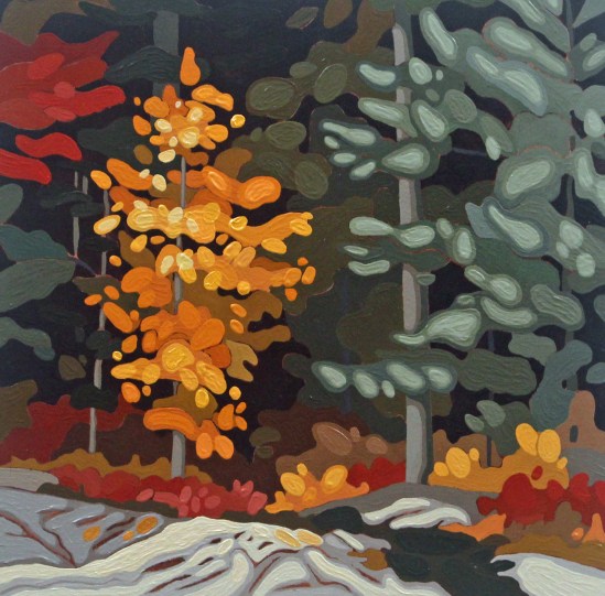 Sunlit Maple, 2019, 12 x 12, Acrylic on Wood Panel, Leanne Baird