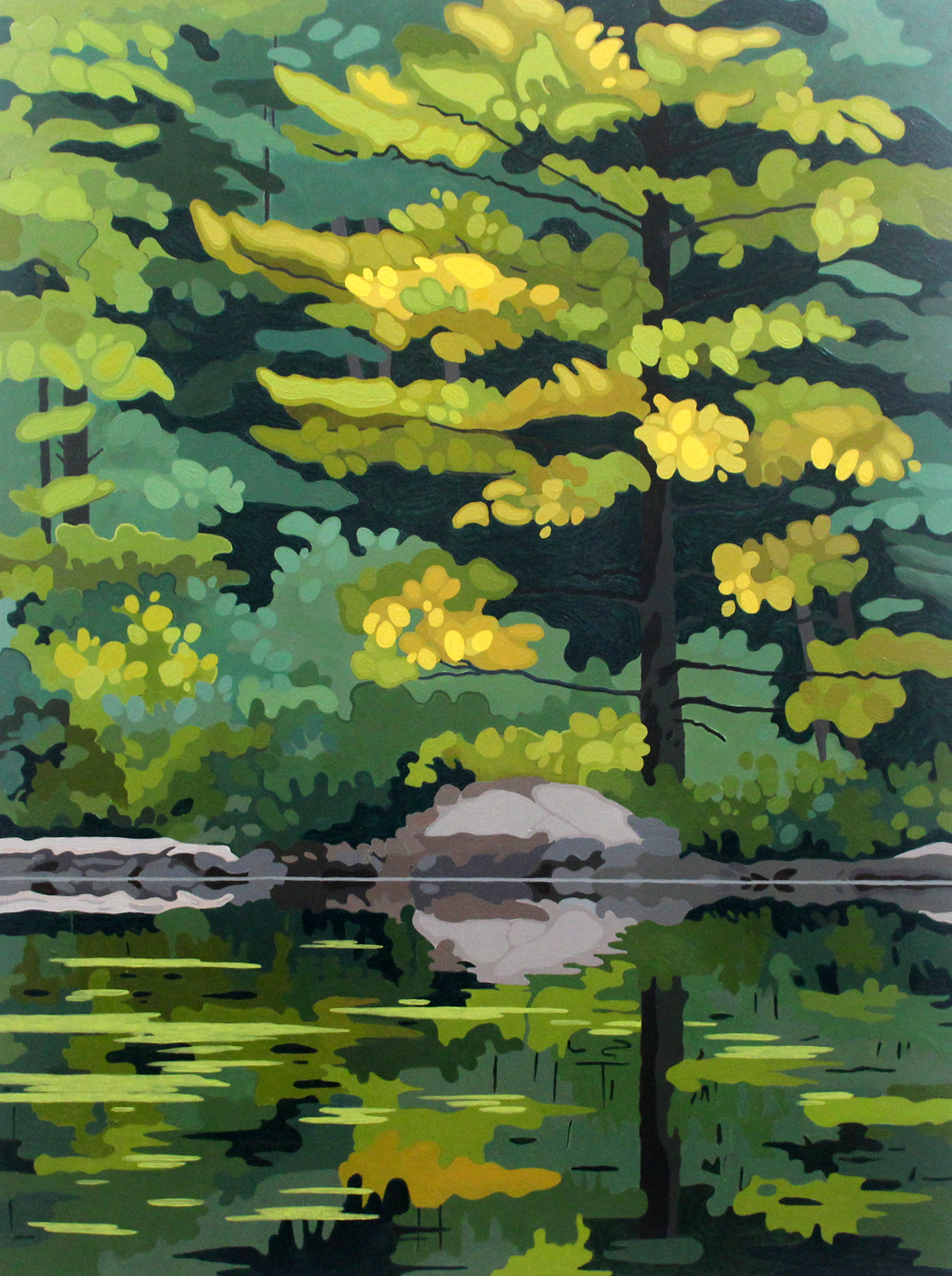 Pine Reflection, 2019,30 x 40, Acrylic on Canvas