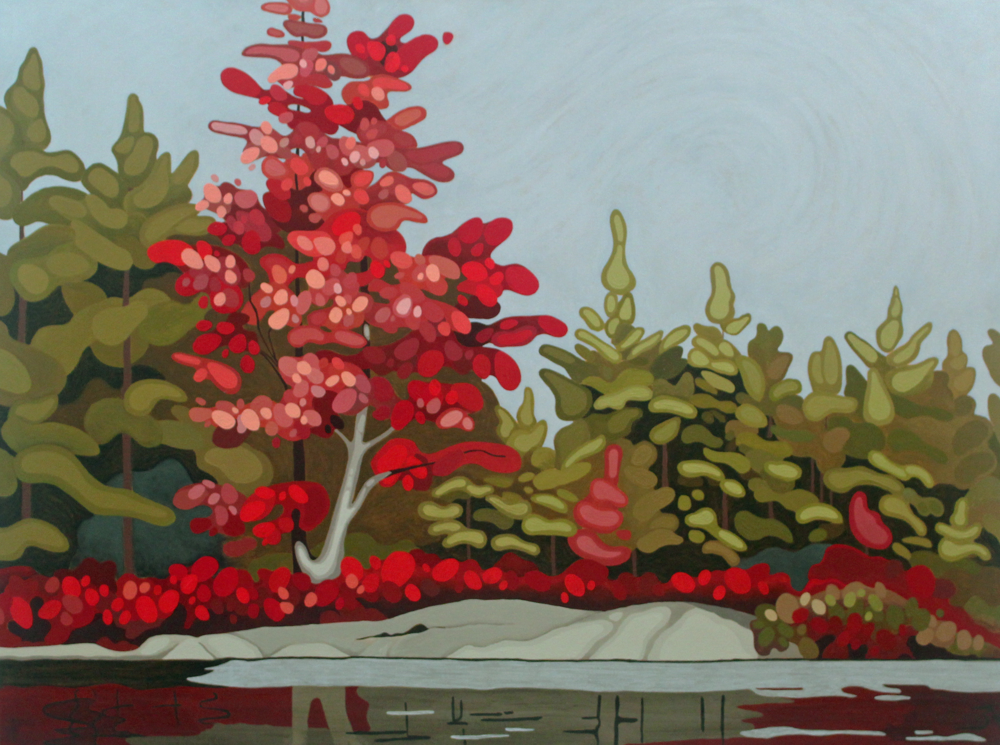 Maple, Sky and Rock, 2020, 40 x 30, Acrylic on Canvas