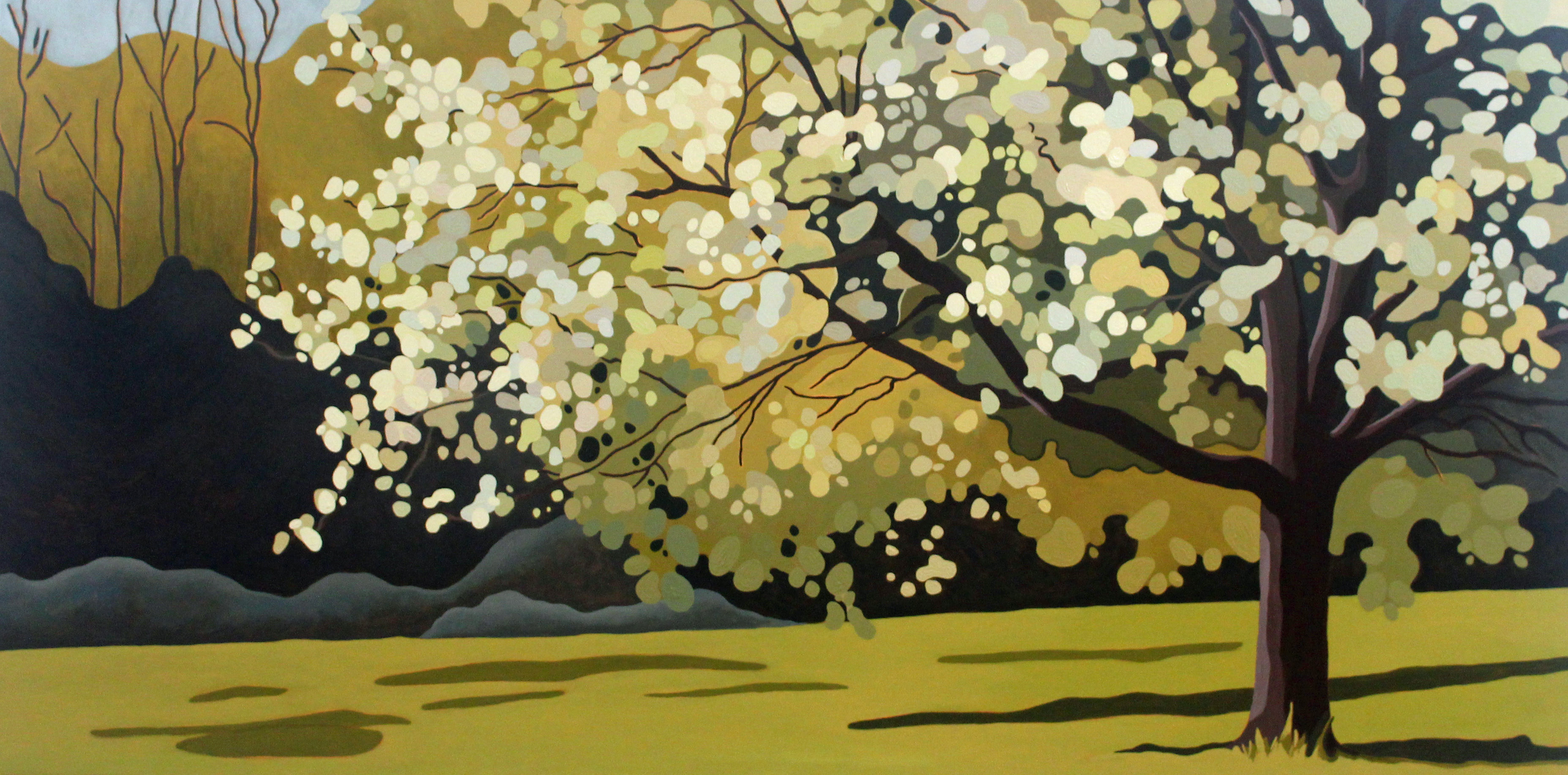 Crabapple in Spring, 2021, 48 x 24, Acrylic on Canvas