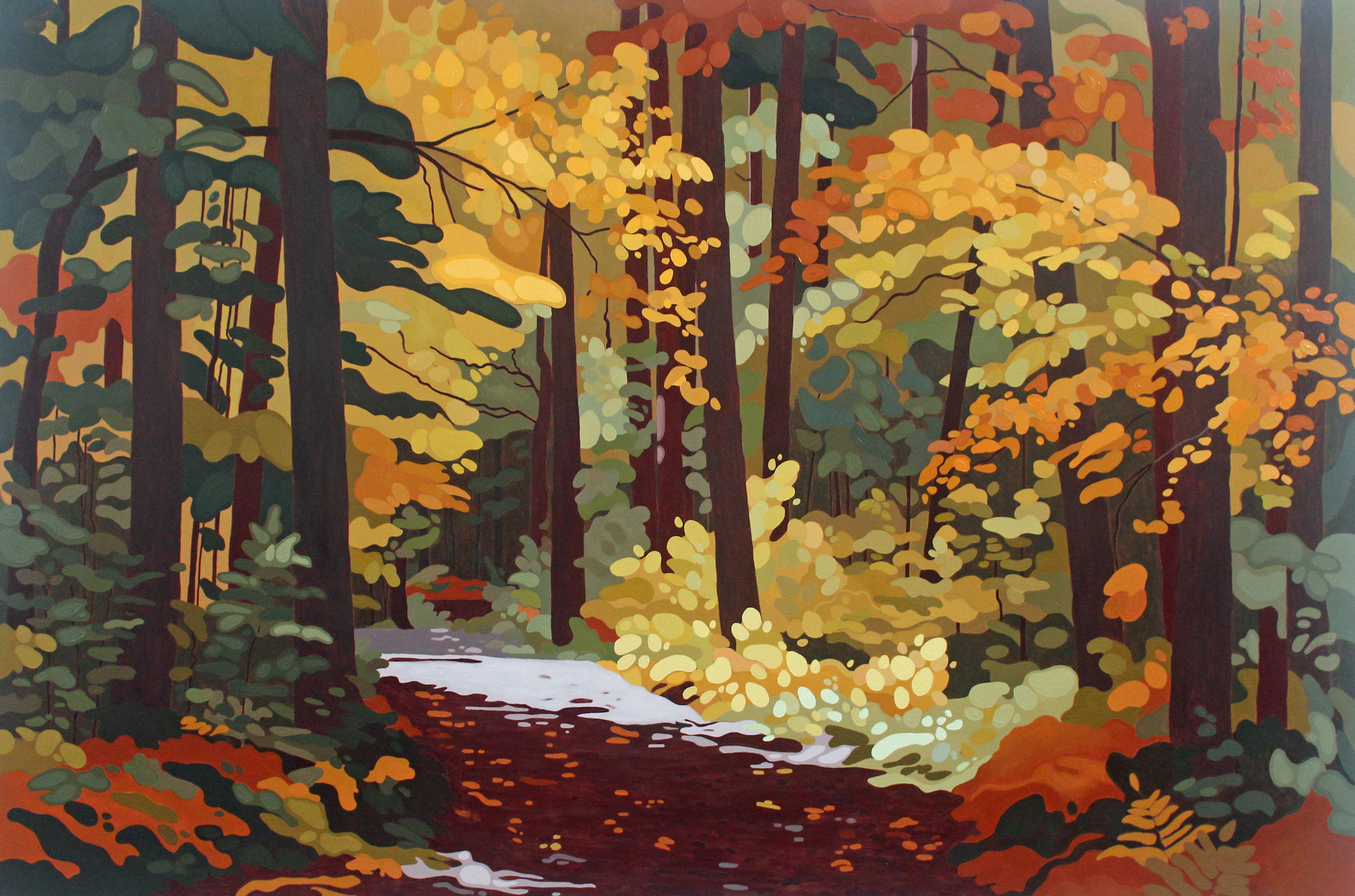 Sunlit Forest Road, 2021, 60 x 40, Acrylic on Canvas