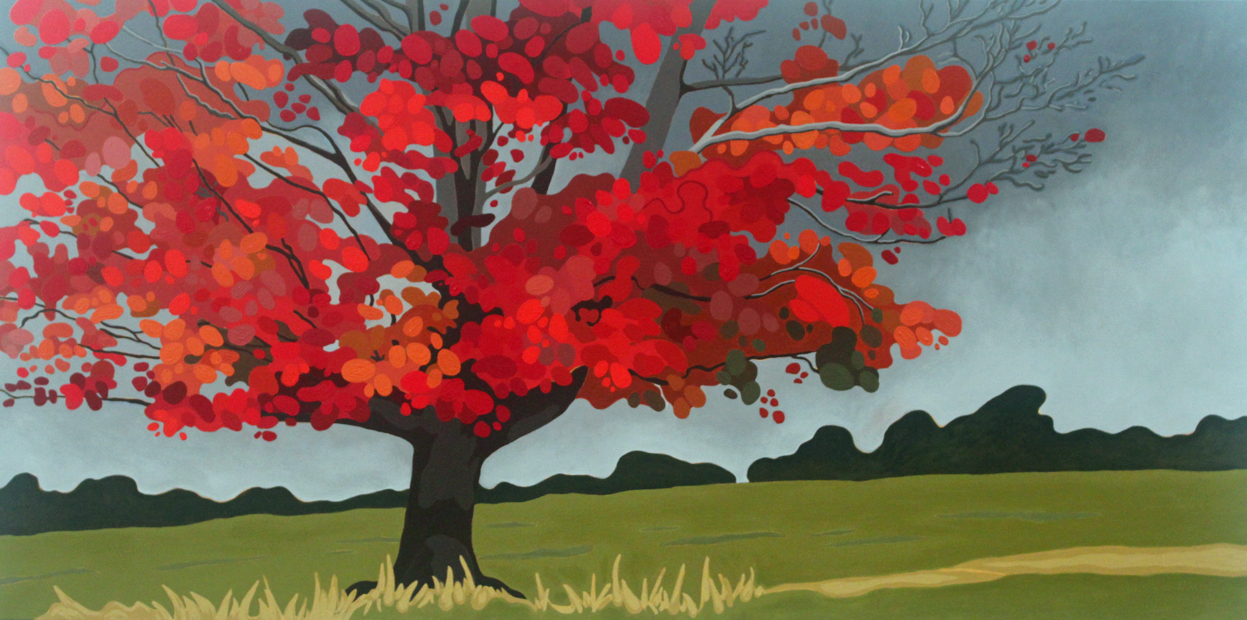 Late Autumn Maple, 2021,48 x 24 Acrylic on Canvas